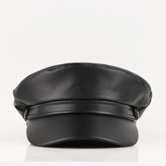 Faux Leather Newsboy Hat Women Men Vintage Beret Cap Casual Stylish